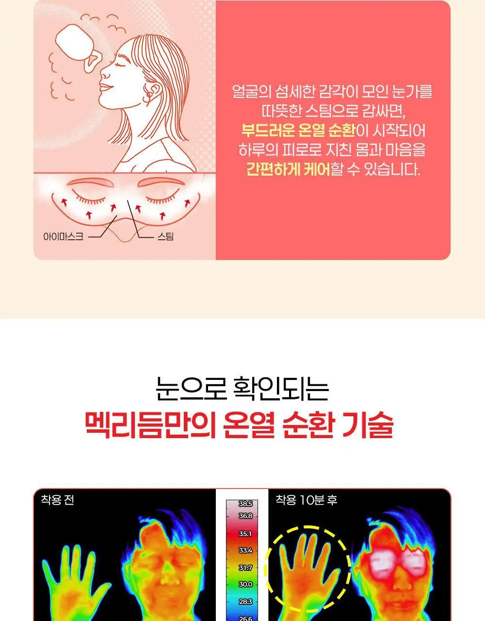 [수량한정] 멕리듬 온열 순환 스팀 아이마스크 사쿠라/미모사/화이트티향 12매 상세페이지 7